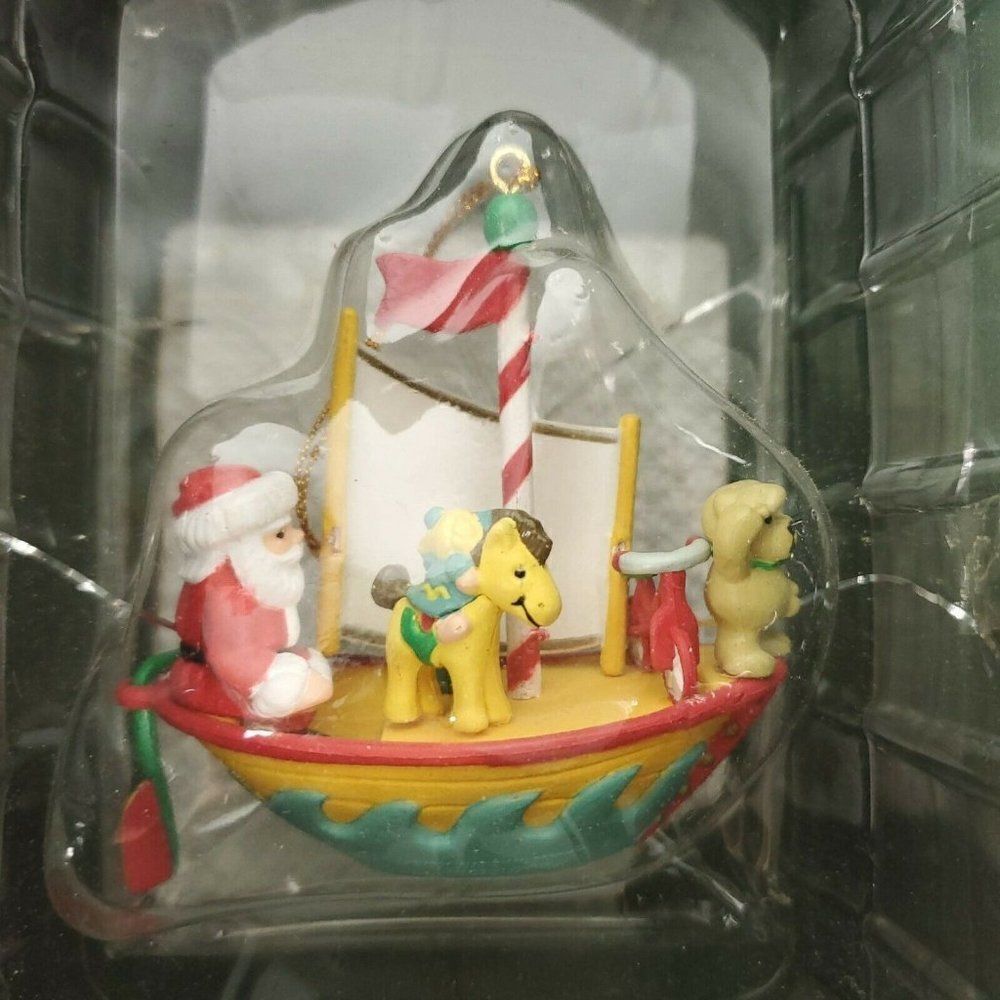 Vintage 90s Santa's Best Christmas Ornament Sailboat Boat